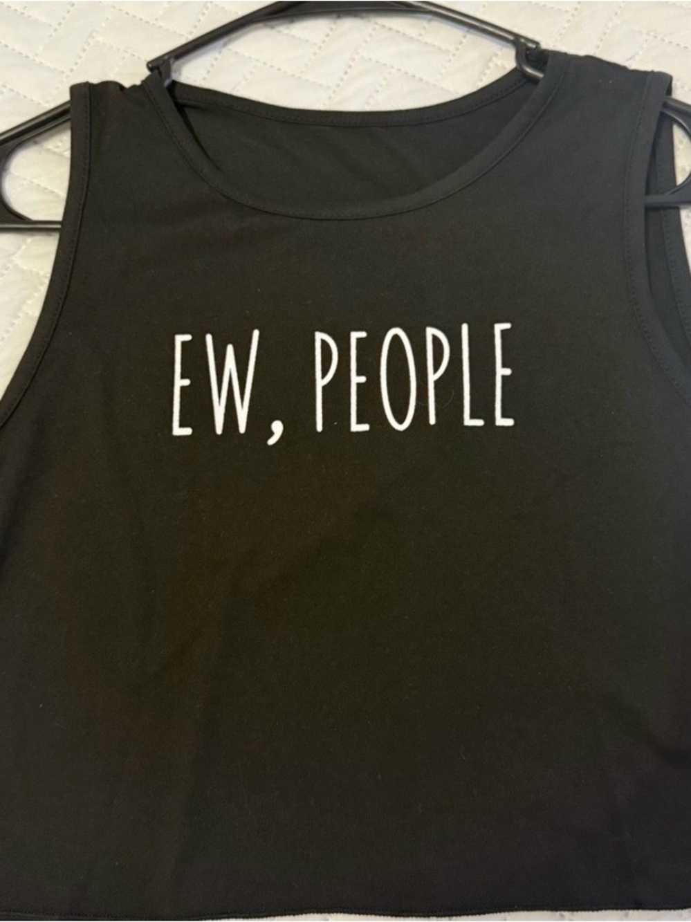 🎻SHEIN Black Graphic Crop Tank with "EW, PEOPLE" Print